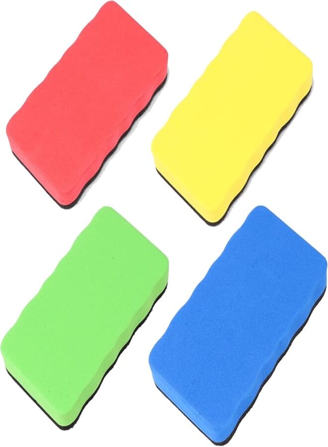 4pcs Magnetic Whiteboard Eraser, Whiteboard Rubber White Board Wipers Blackboard Erasers Chalkboard Cleaner Dry Erase Rubber for Classroom Home Office,White Board Erasers Magnetic